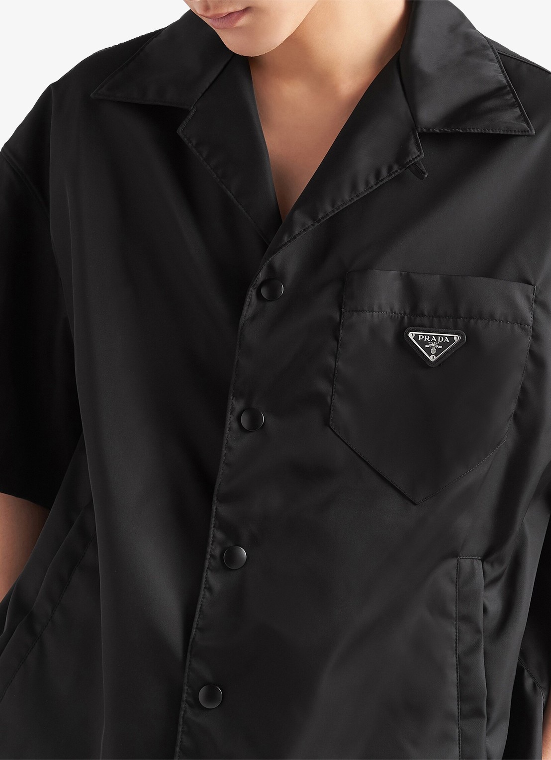 Prada Re-Nylon oversized fit overhemd met borstzak - detail 4 zwart