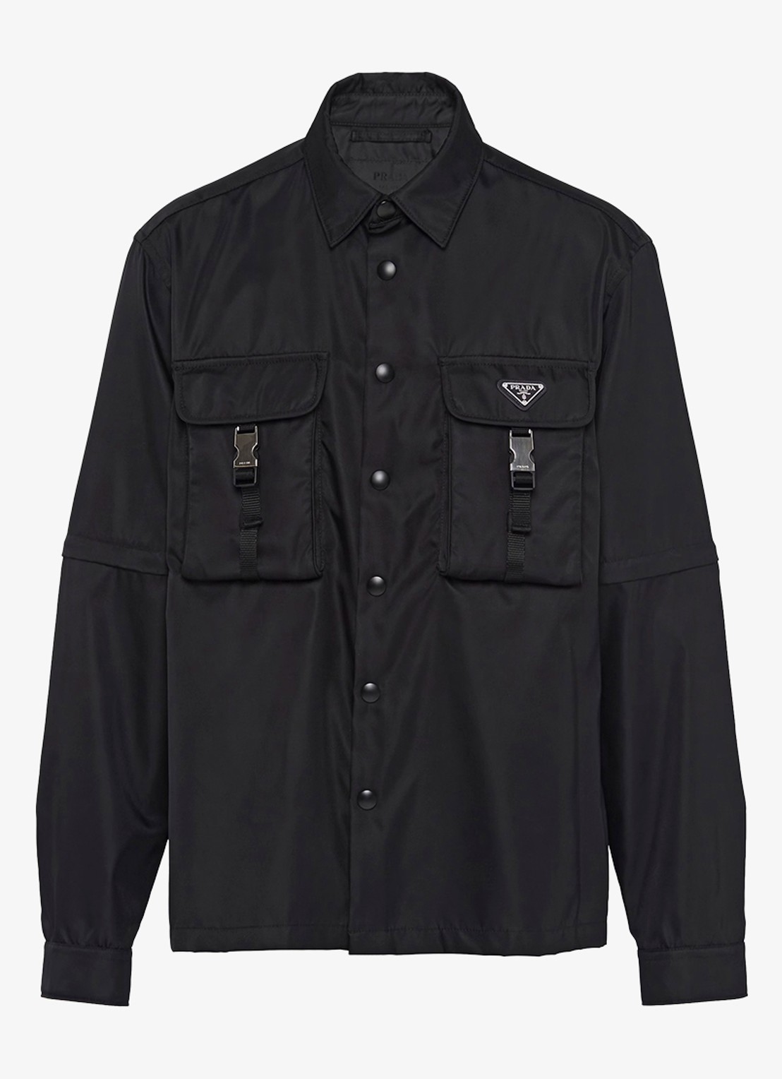 Prada Re-Nylon oversized fit overshirt met borstzakken - voorkant 4 zwart