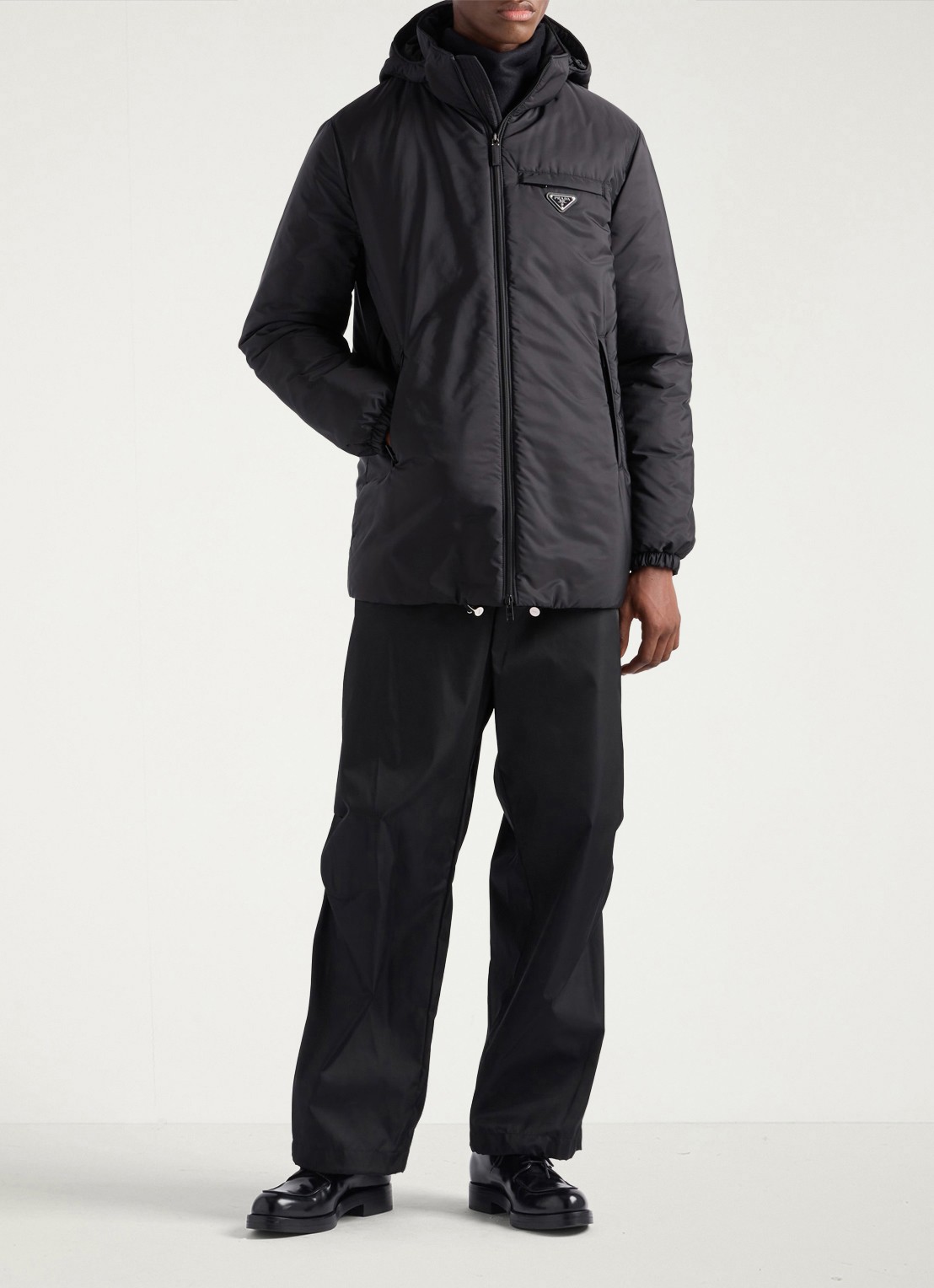Prada Re-Nylon oversized gewatteerde jas met donsvulling  - detail 2 zwart