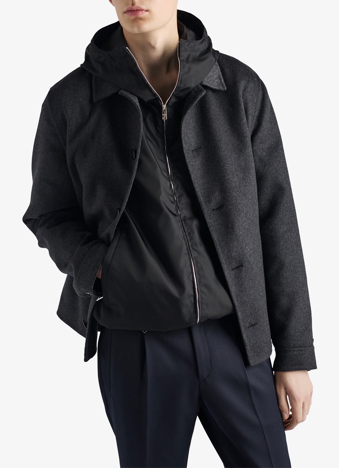 Prada Re-Nylon oversized jack met steekzakken - detail 2 zwart