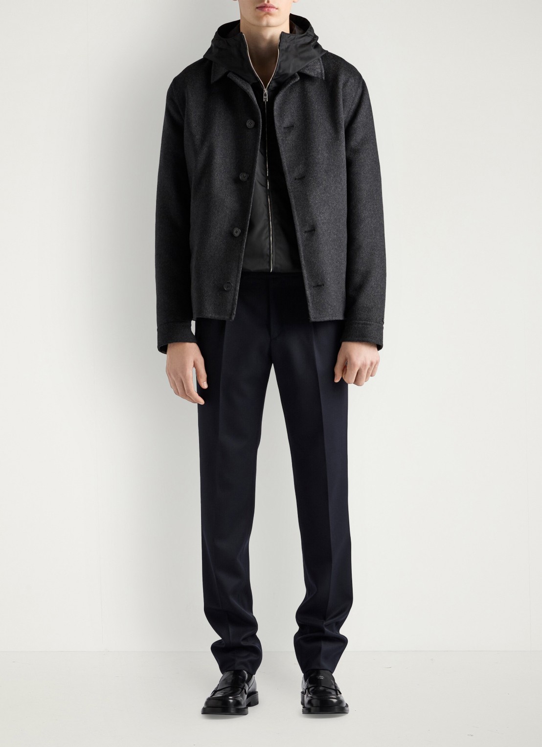 Prada Re-Nylon oversized jack met steekzakken - voorkant 6 zwart