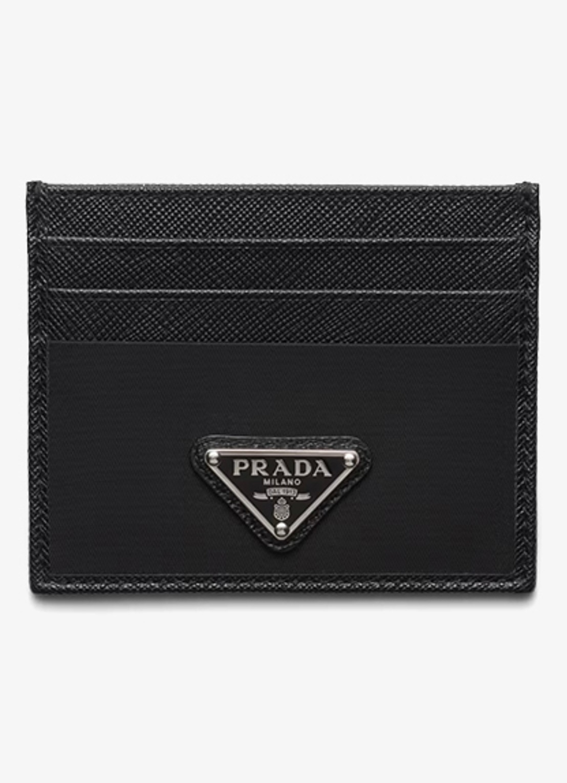 Prada Re-Nylon pasjeshouder met leren details - voorkant zwart