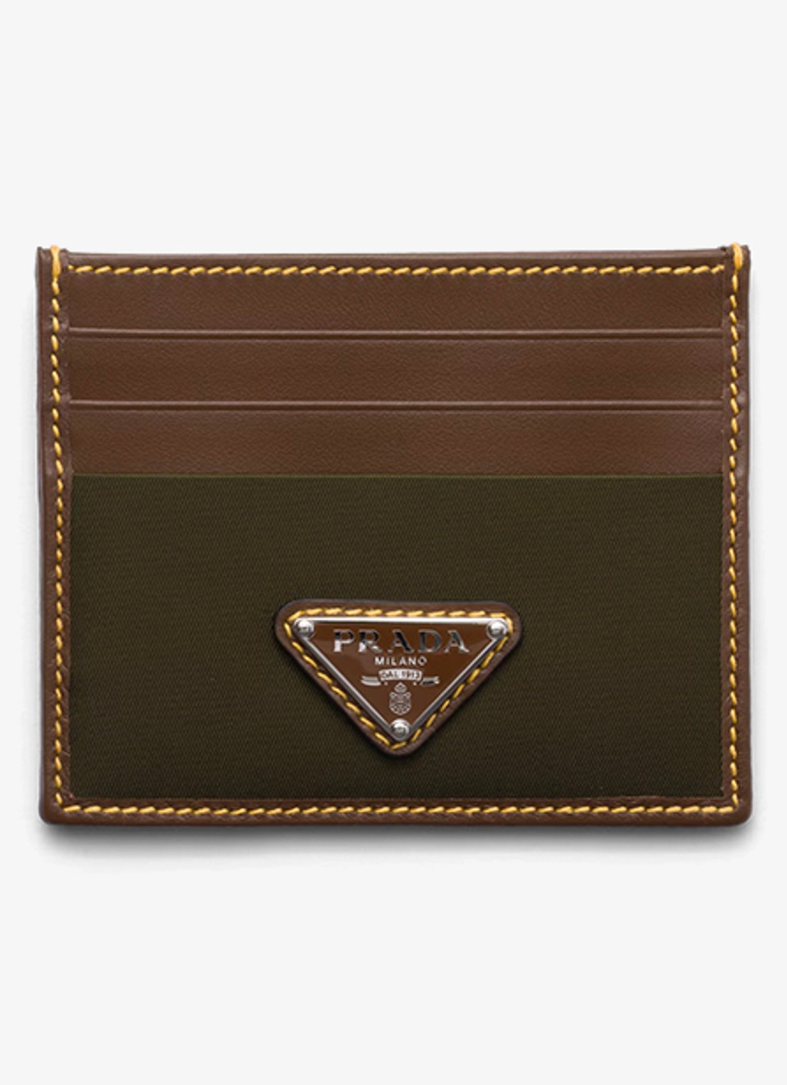 Prada Re-Nylon pasjeshouder met leren details - voorkant donkergroen