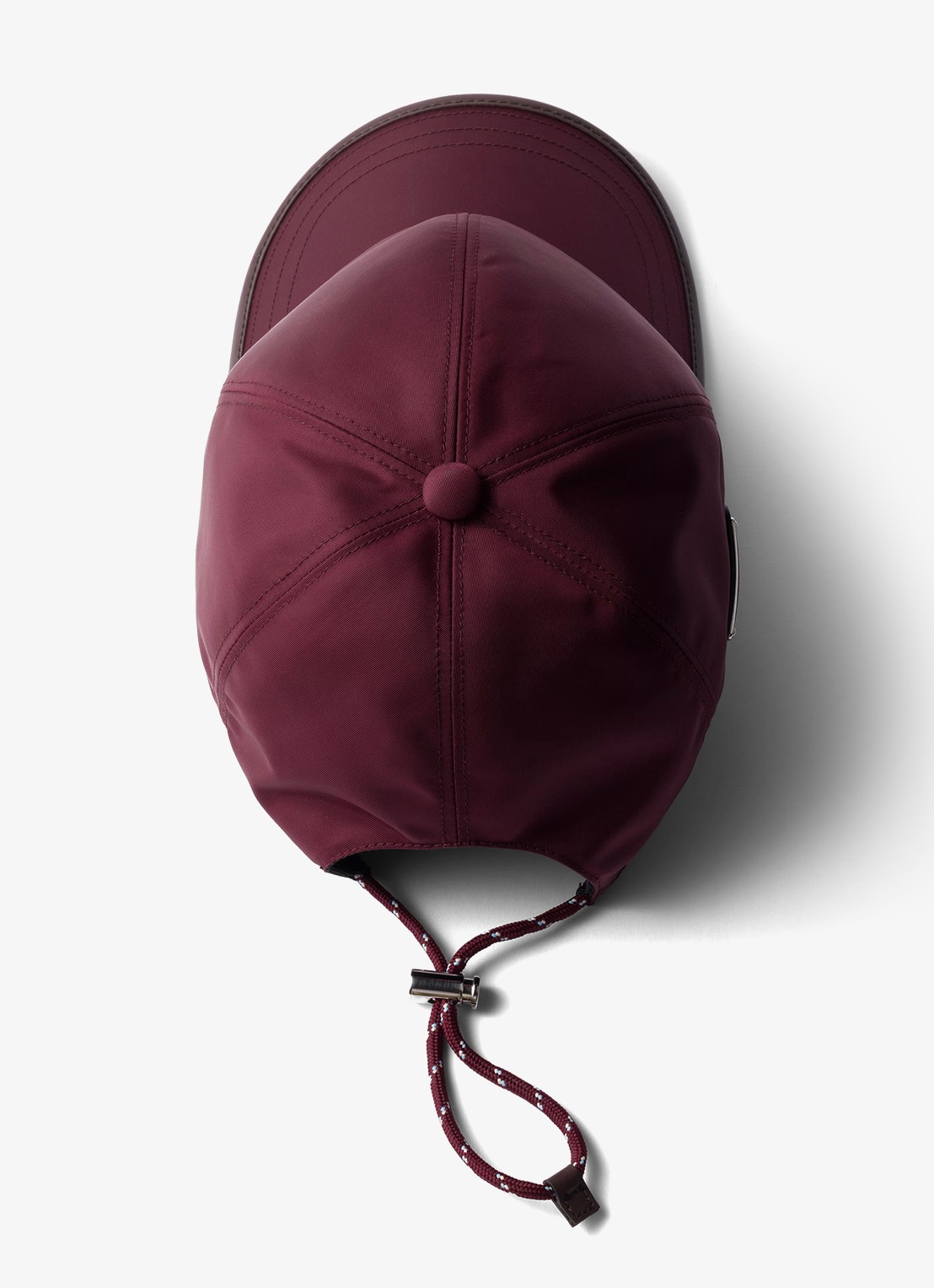 Prada Re-Nylon pet met leren details en trekkoord - achterkant bordeauxrood
