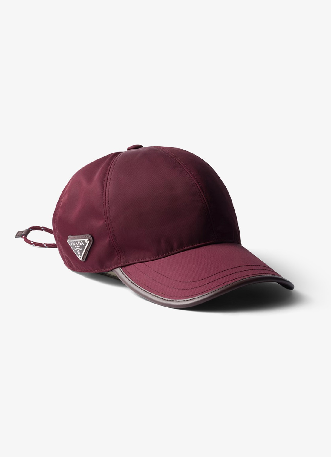 Prada Re-Nylon pet met leren details en trekkoord - voorkant 3 bordeauxrood