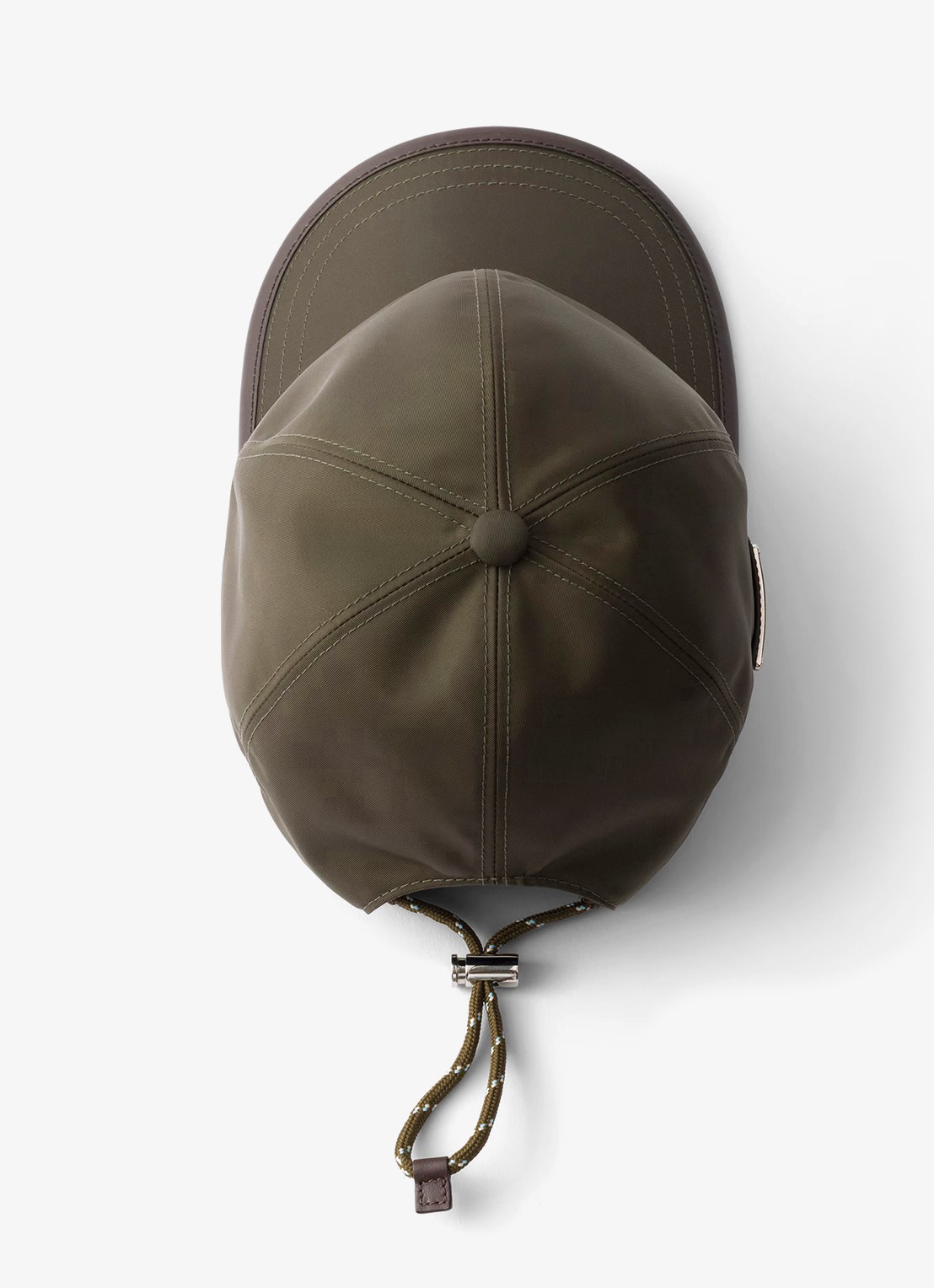 Prada Re-Nylon pet met leren details en trekkoord - achterkant 4 legergroen