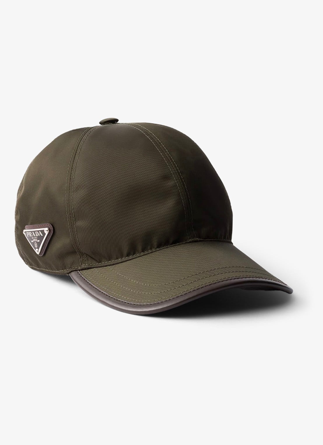 Prada Re-Nylon pet met leren details en trekkoord - voorkant 3 legergroen