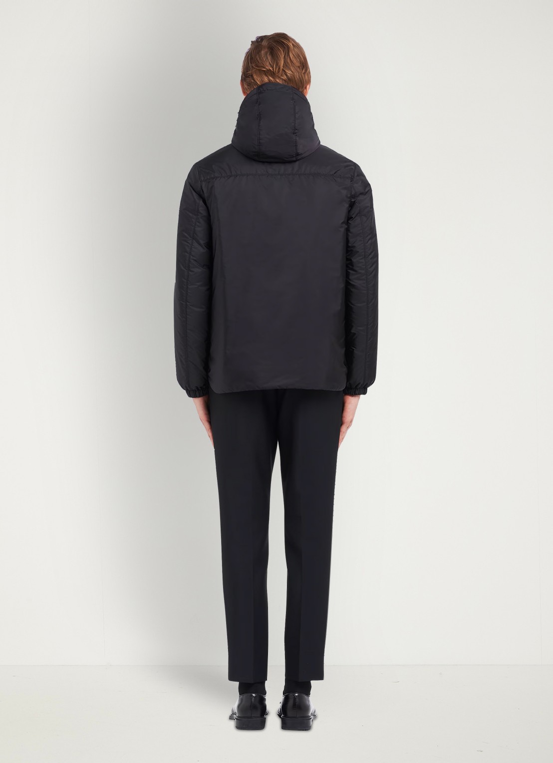 Prada Re-Nylon puffer jack met afneembare capuchon - achterkant 3 zwart