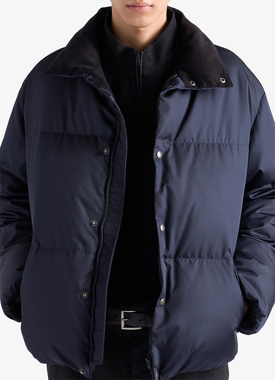 Prada Re-Nylon puffer jack met donsvulling - detail blauw