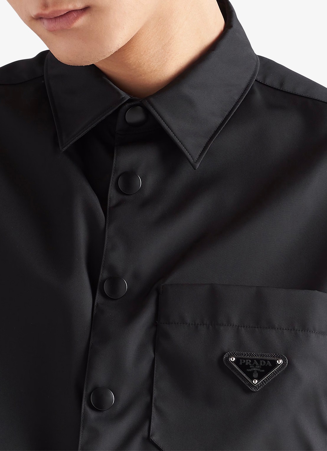Prada Re-Nylon regular fit overhemd met logo - detail 3 zwart
