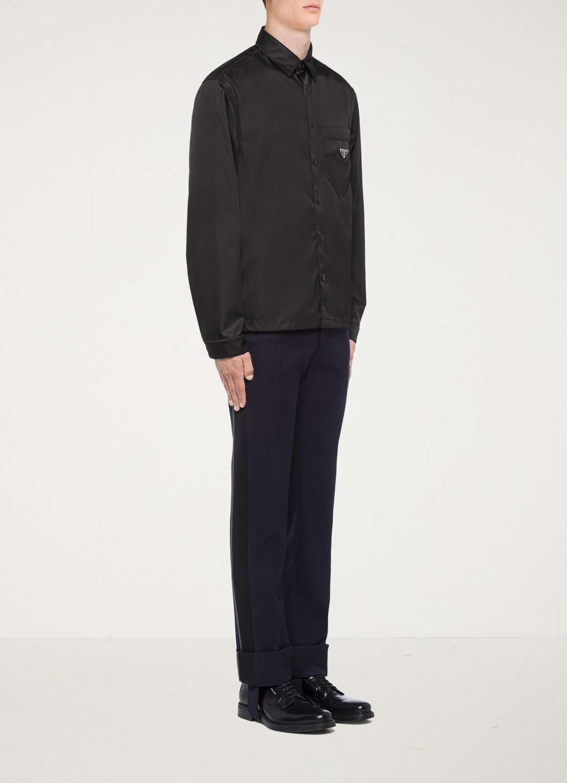 Prada Re-Nylon regular fit overhemd met logo - voorkant 5 zwart