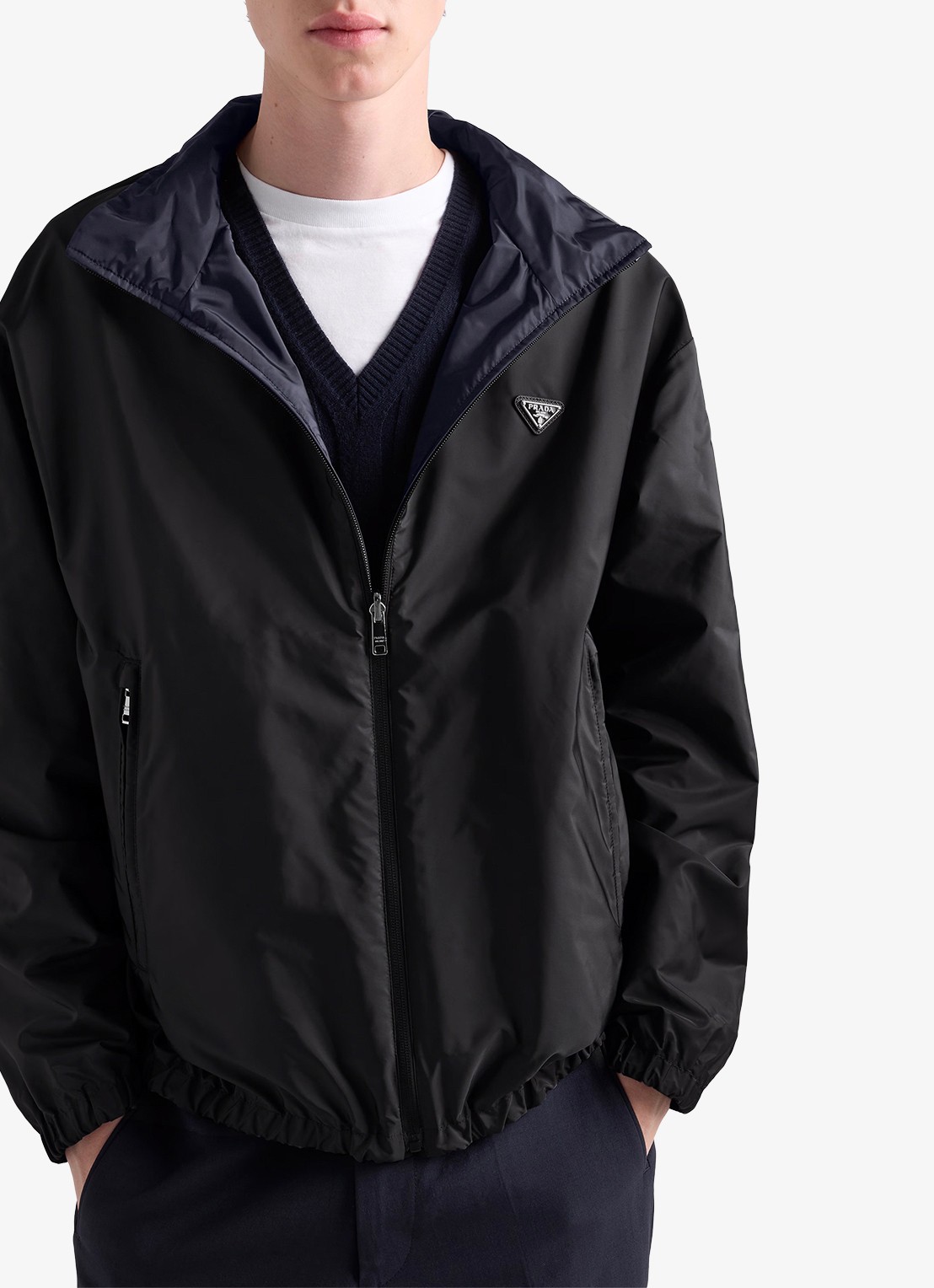 Prada Re-Nylon reversible jack met ritszakken - detail 3 zwart