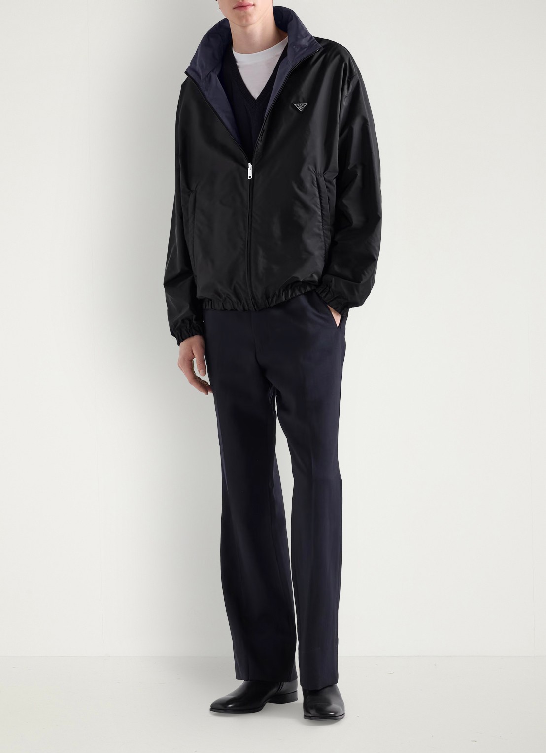 Prada Re-Nylon reversible jack met ritszakken - voorkant 2 zwart