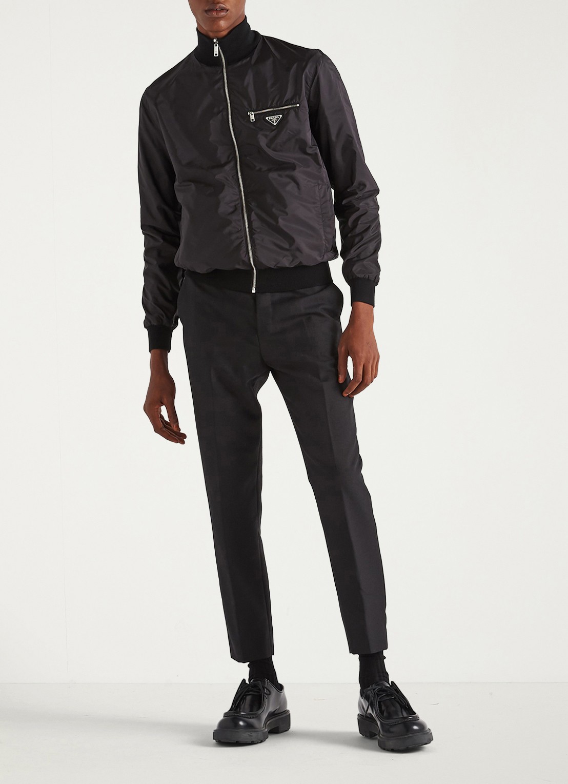 Prada Re-Nylon reversible vest in scheerwolblend - voorkant 3 zwart