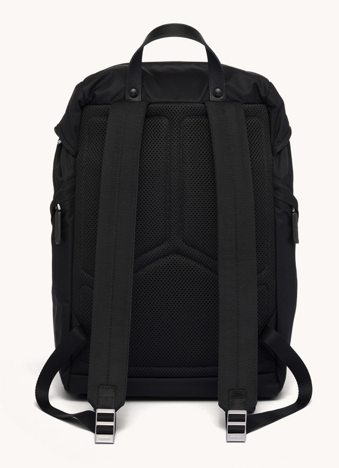 Prada Re-Nylon rugzak met leren details - detail 4 zwart