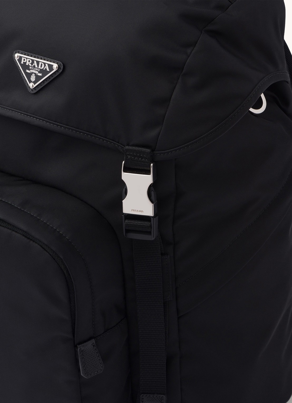Prada Re-Nylon rugzak met leren details - detail 6 zwart