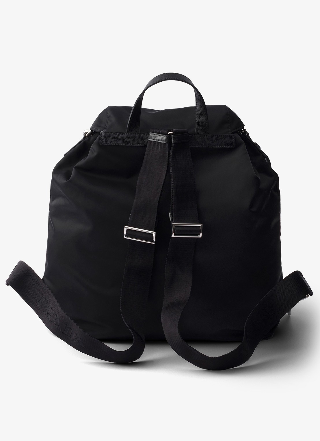 Prada Re-Nylon rugzak met leren details - achterkant zwart