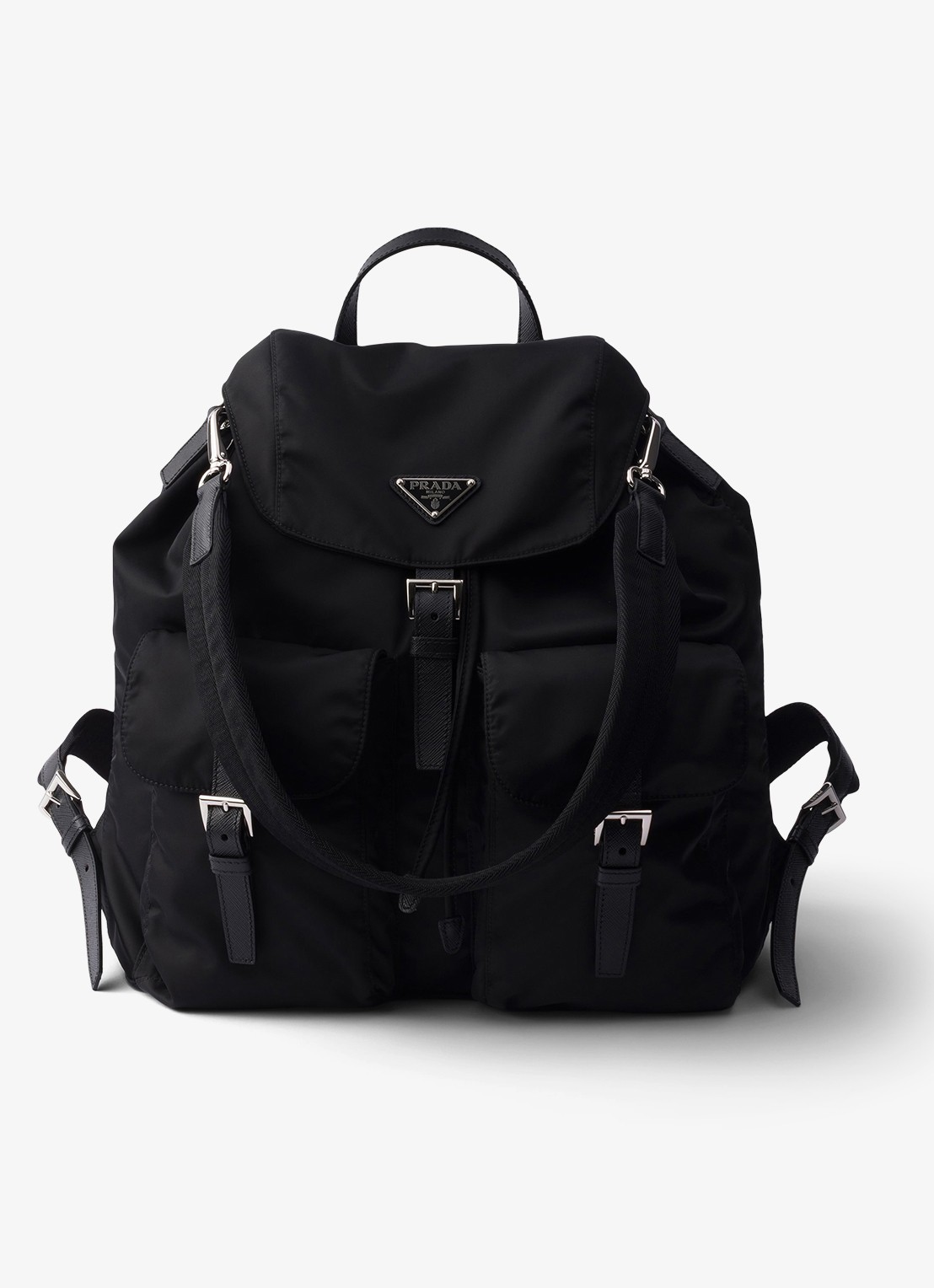 Prada Re-Nylon rugzak met leren details - voorkant 2 zwart