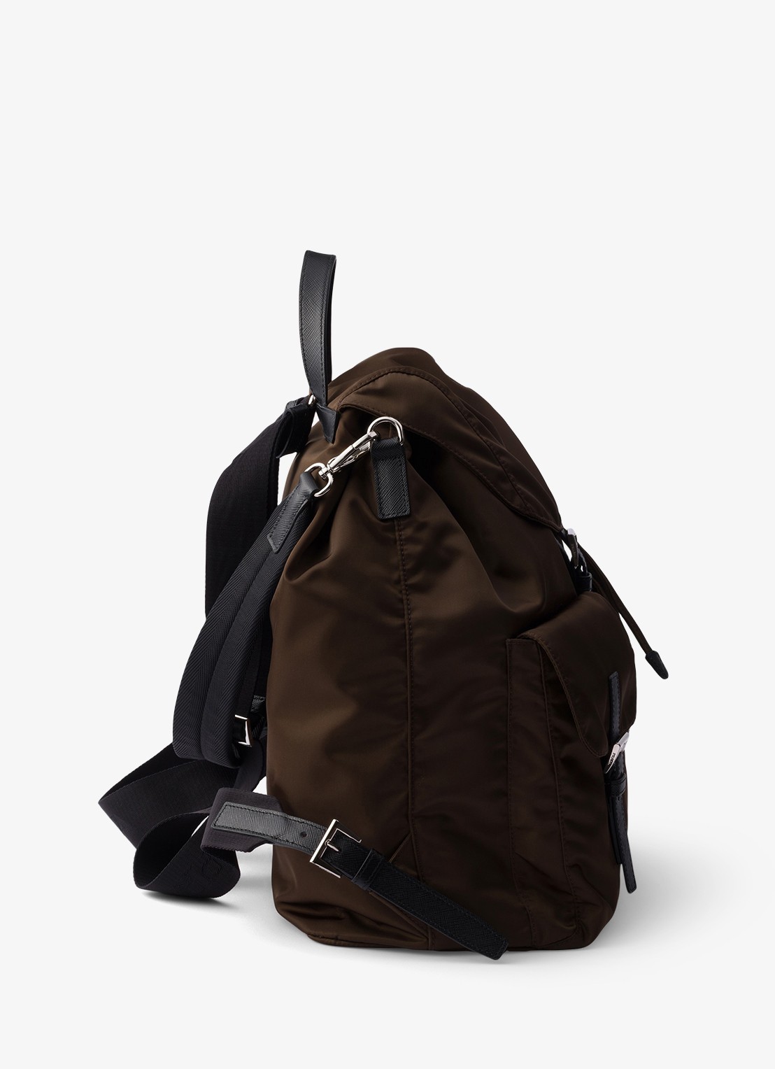 Prada Re-Nylon rugzak met leren details - detail 5 donkerbruin