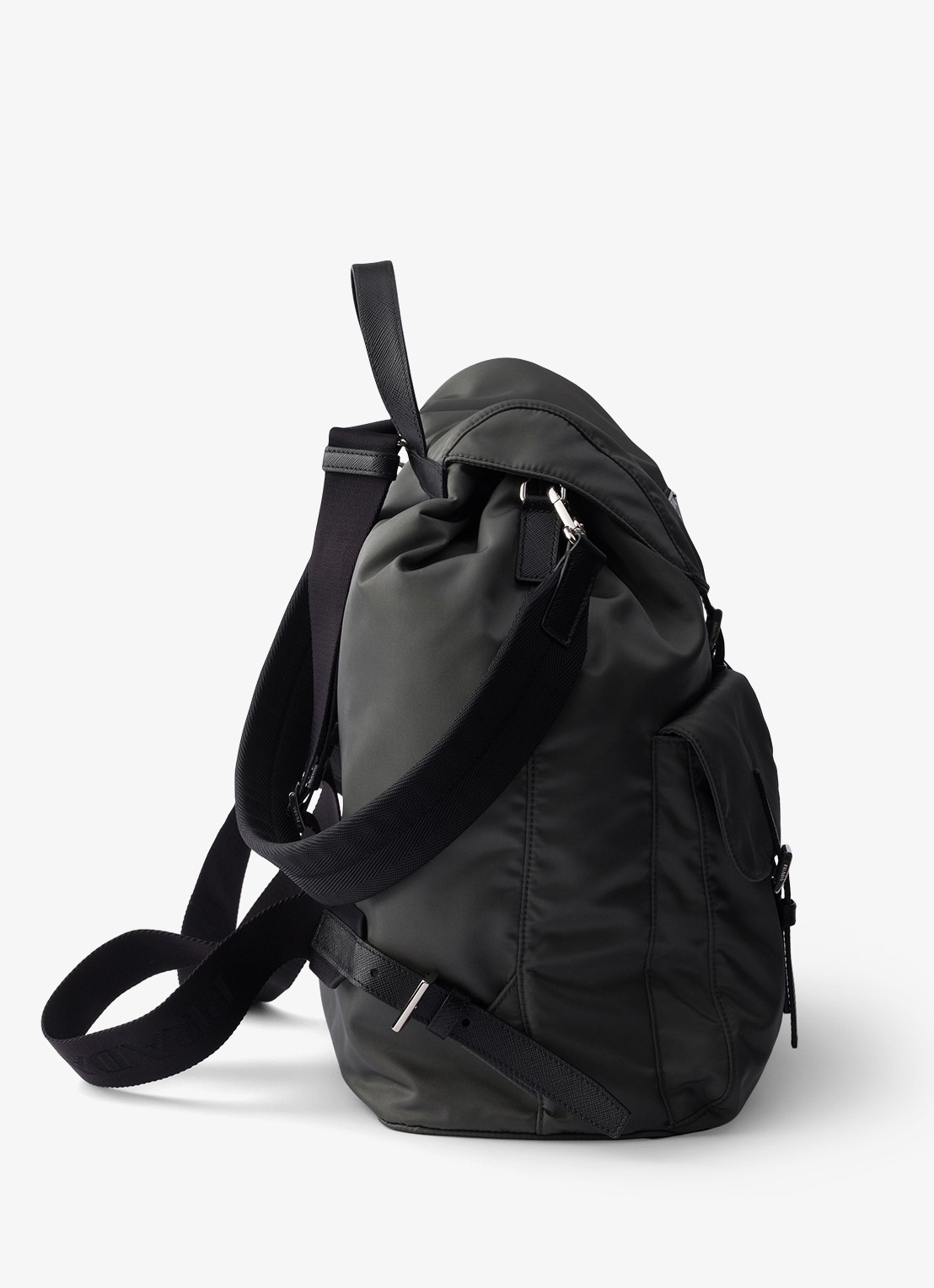 Prada Re-Nylon rugzak met leren details - detail donkergrijs