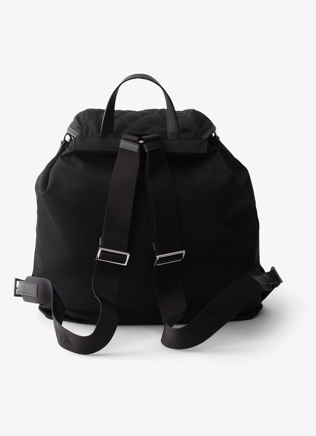 Prada Re-Nylon rugzak met leren details - achterkant zwart