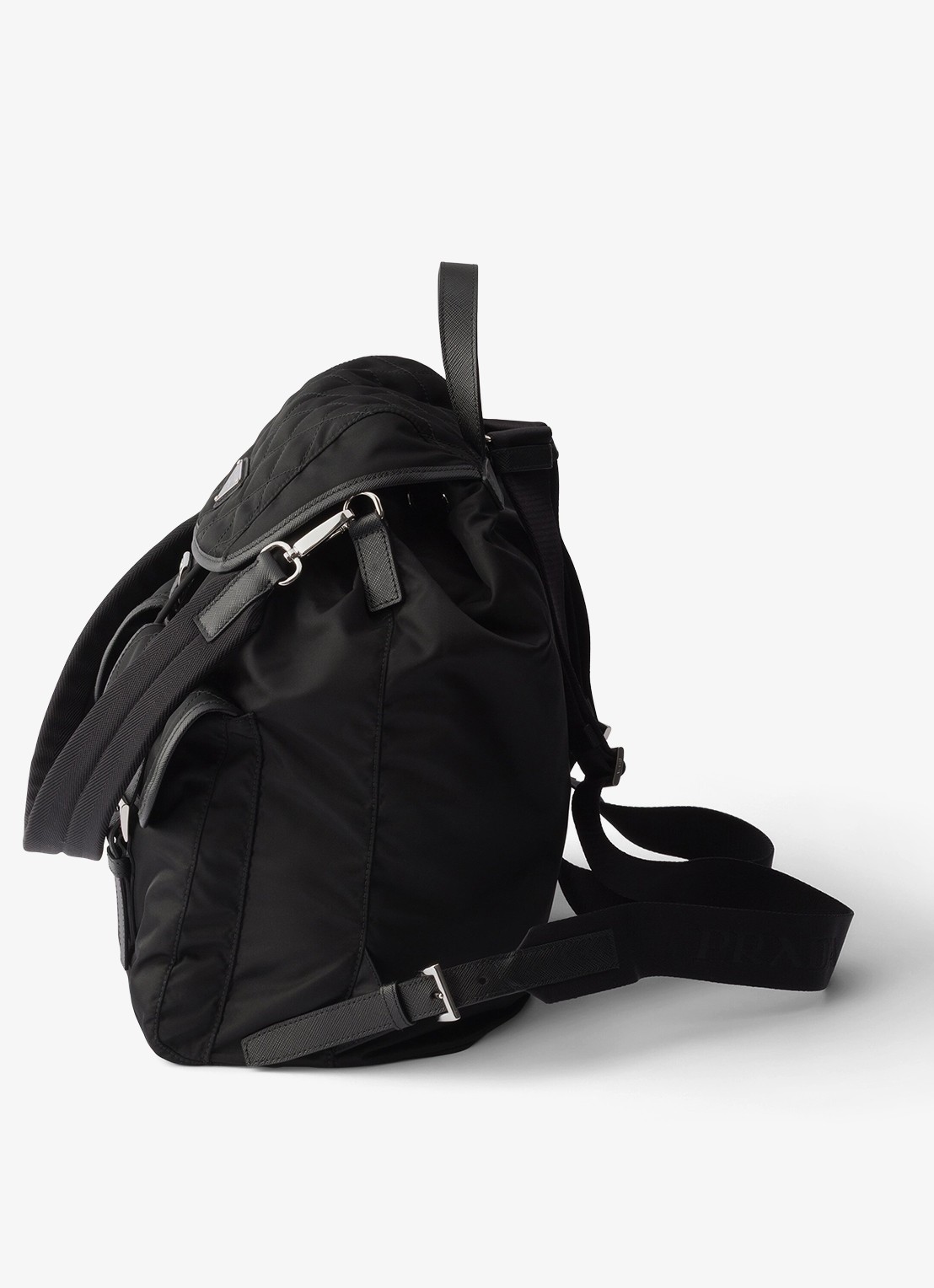 Prada Re-Nylon rugzak met leren details - detail 2 zwart
