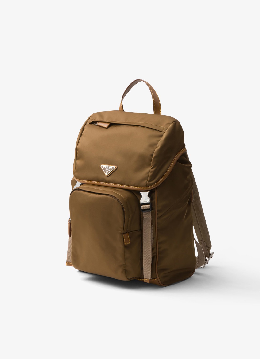Prada Re-Nylon rugzak met leren details - detail 2 bruin
