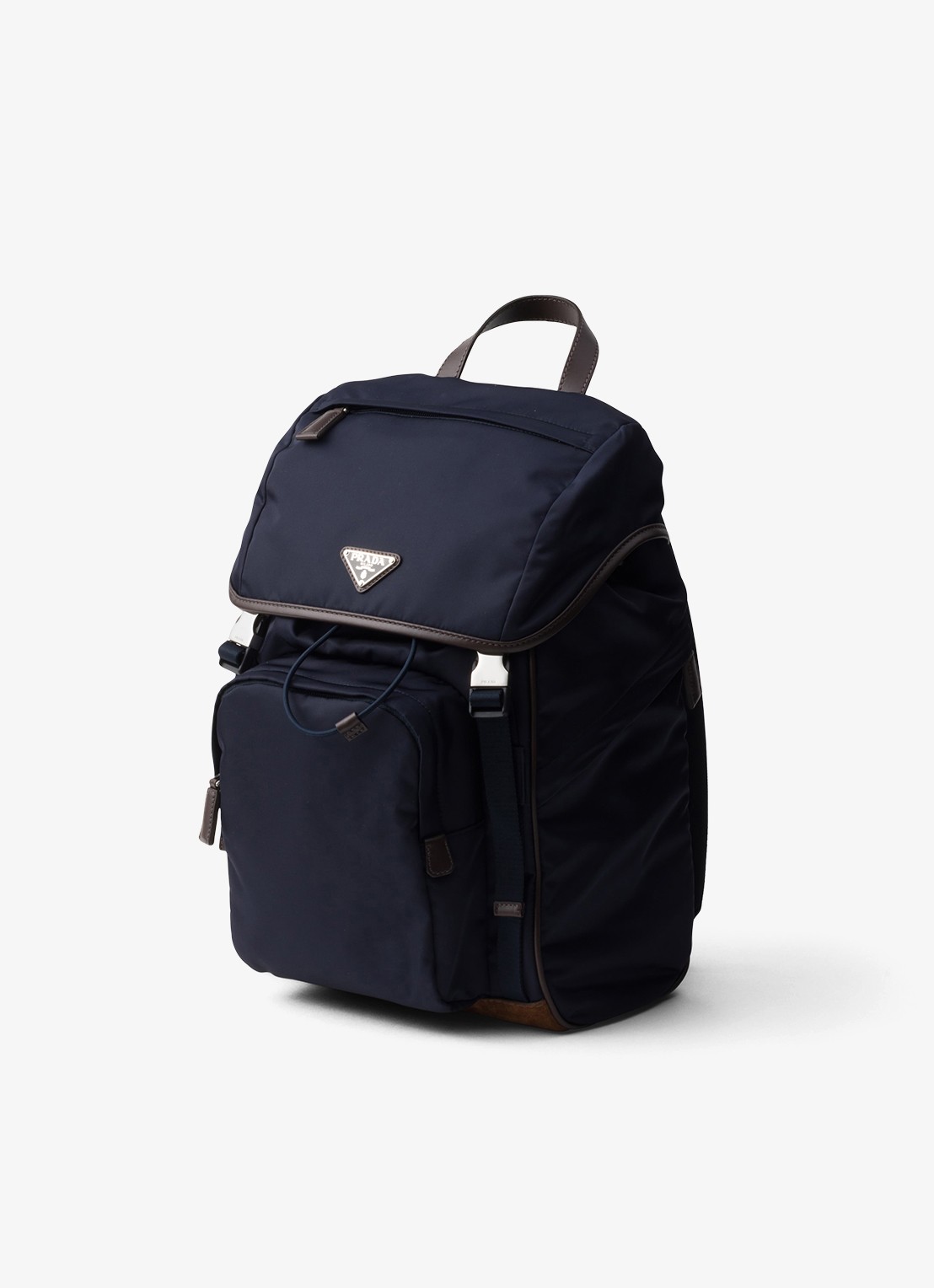 Prada Re-Nylon rugzak met leren details - detail 2 donkerblauw