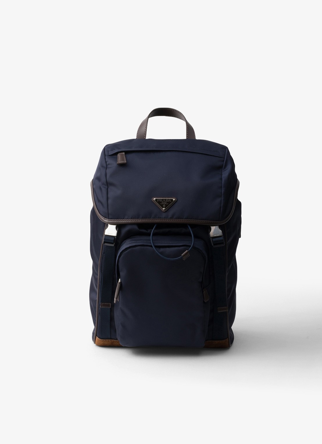 Prada Re-Nylon rugzak met leren details - voorkant 6 donkerblauw