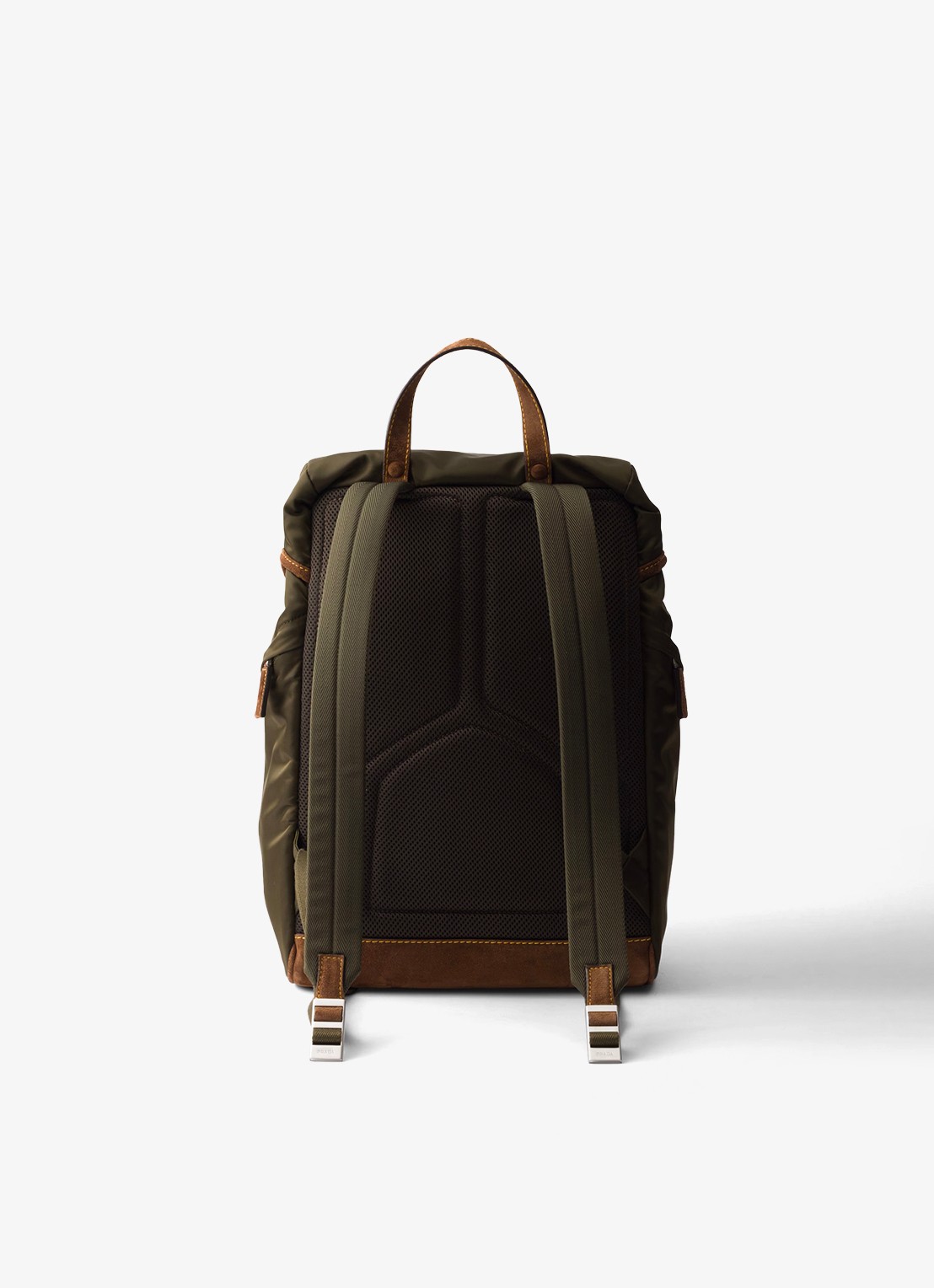 Prada Re-Nylon rugzak met leren details - achterkant 3 legergroen
