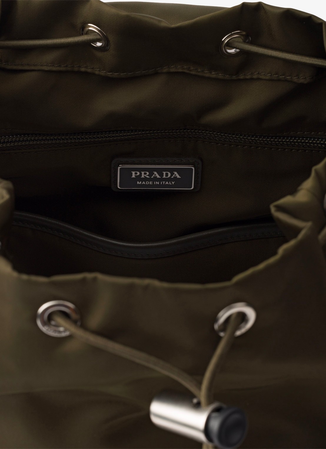 Prada Re-Nylon rugzak met leren details - detail 4 legergroen