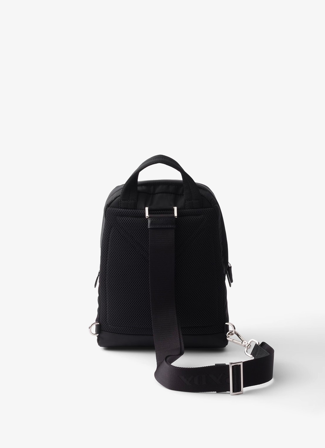 Prada Re-Nylon rugzak met leren details - achterkant 4 zwart