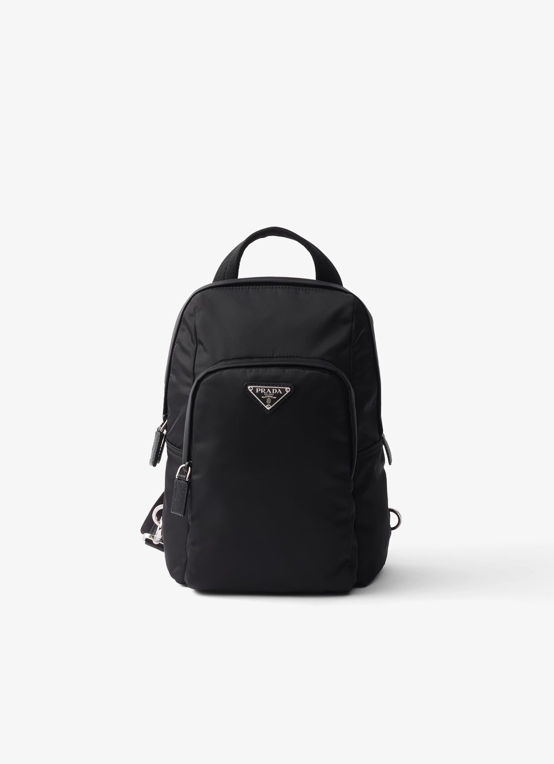 Prada Re-Nylon rugzak met leren details - voorkant 5 zwart