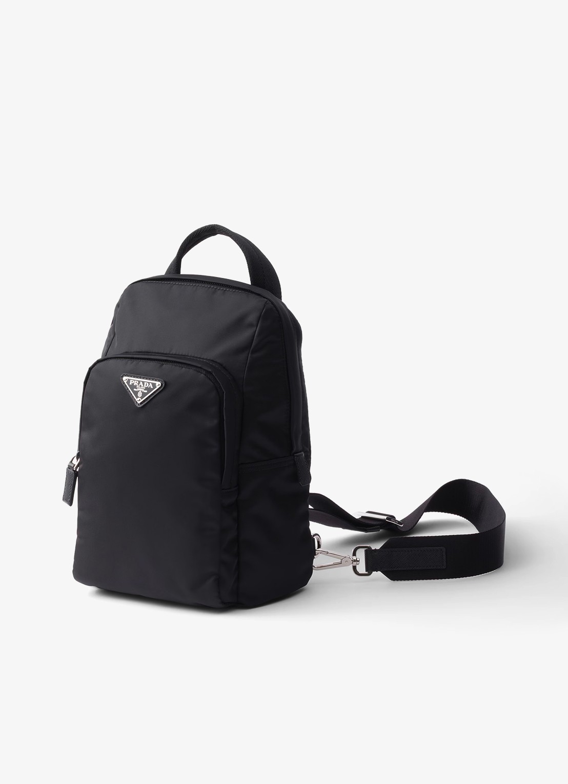 Prada Re-Nylon rugzak met leren details - voorkant 6 zwart