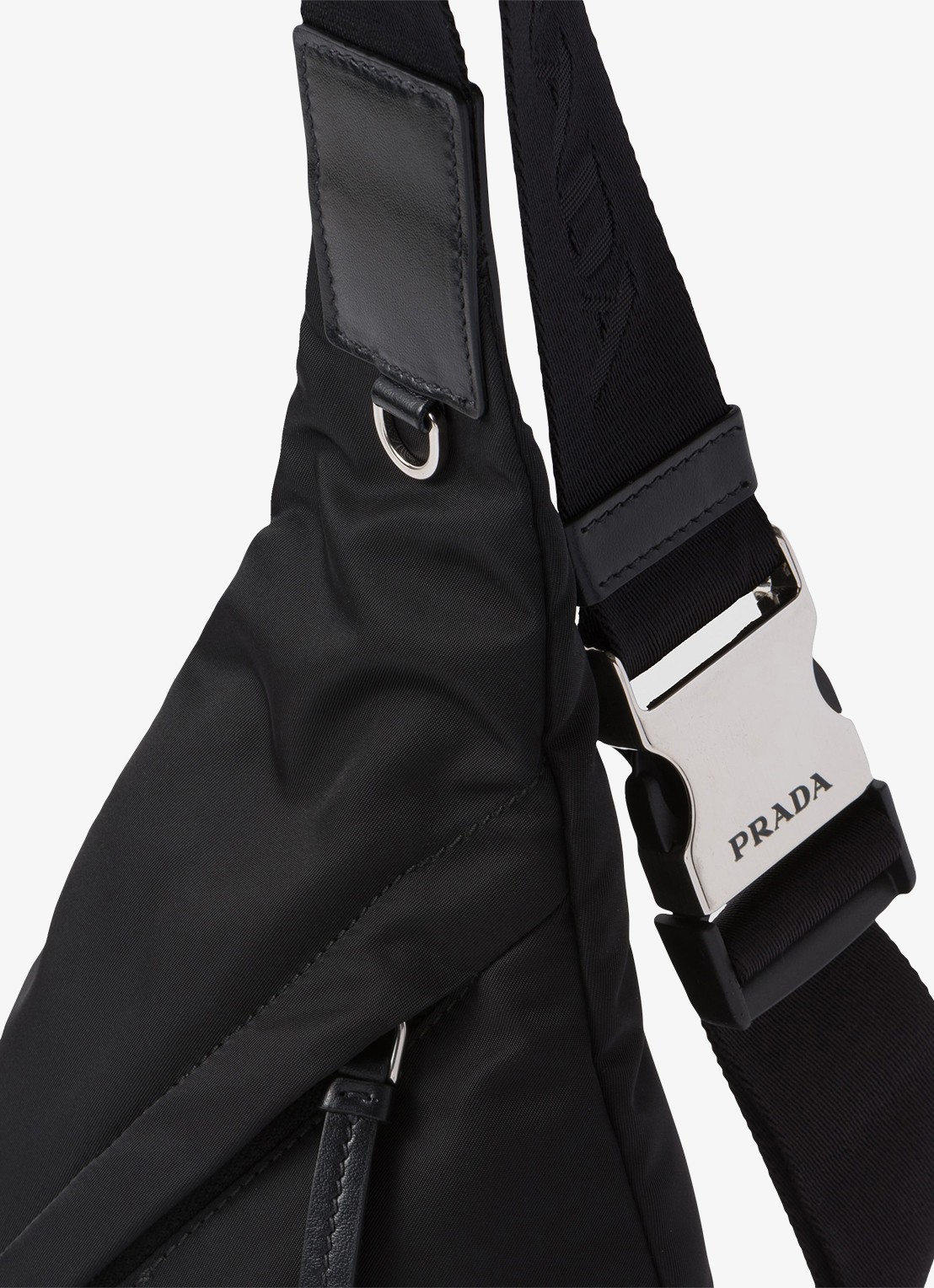 Prada Re-Nylon rugzak met leren details - detail 3 zwart