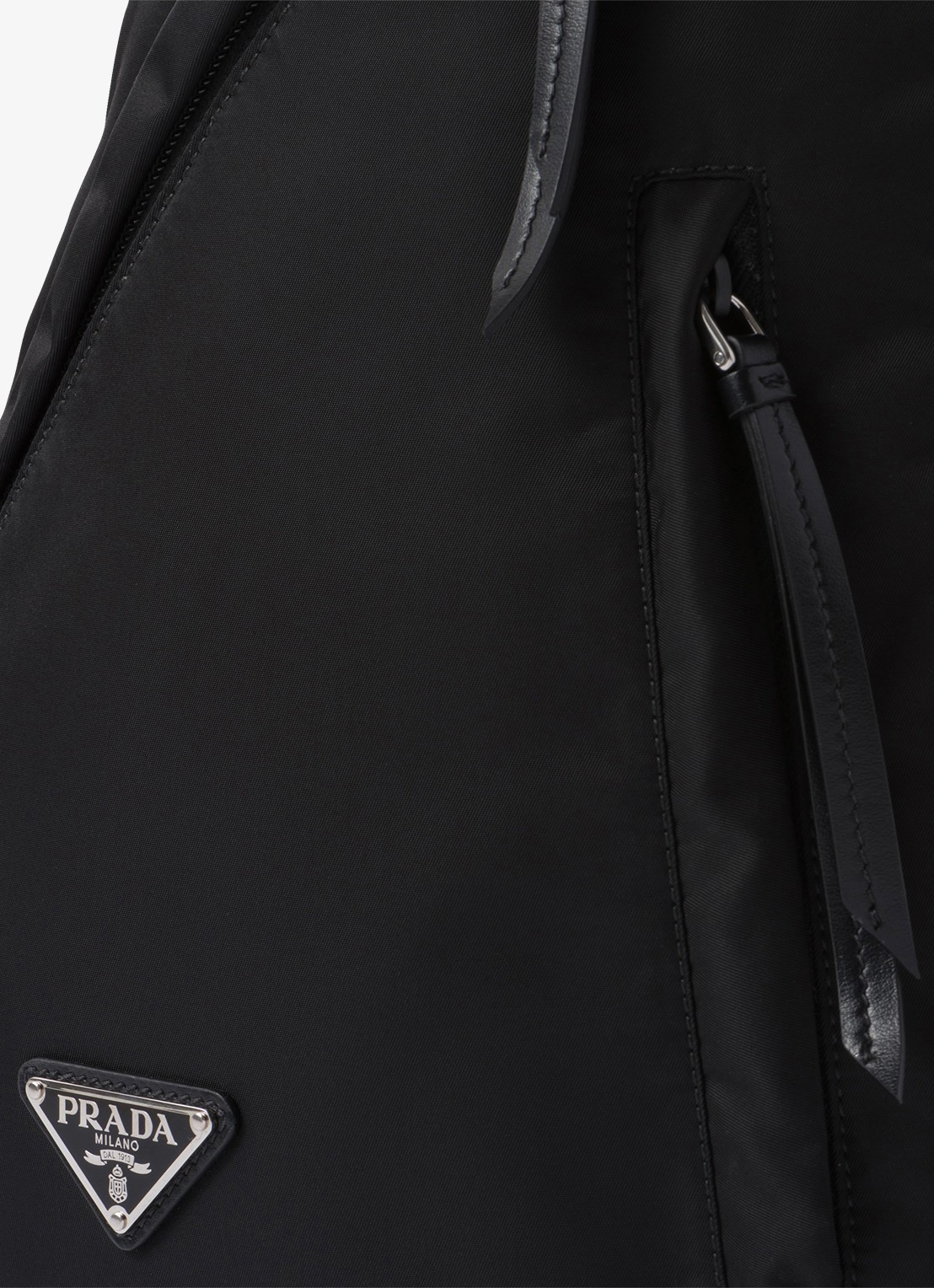 Prada Re-Nylon rugzak met leren details - detail 4 zwart