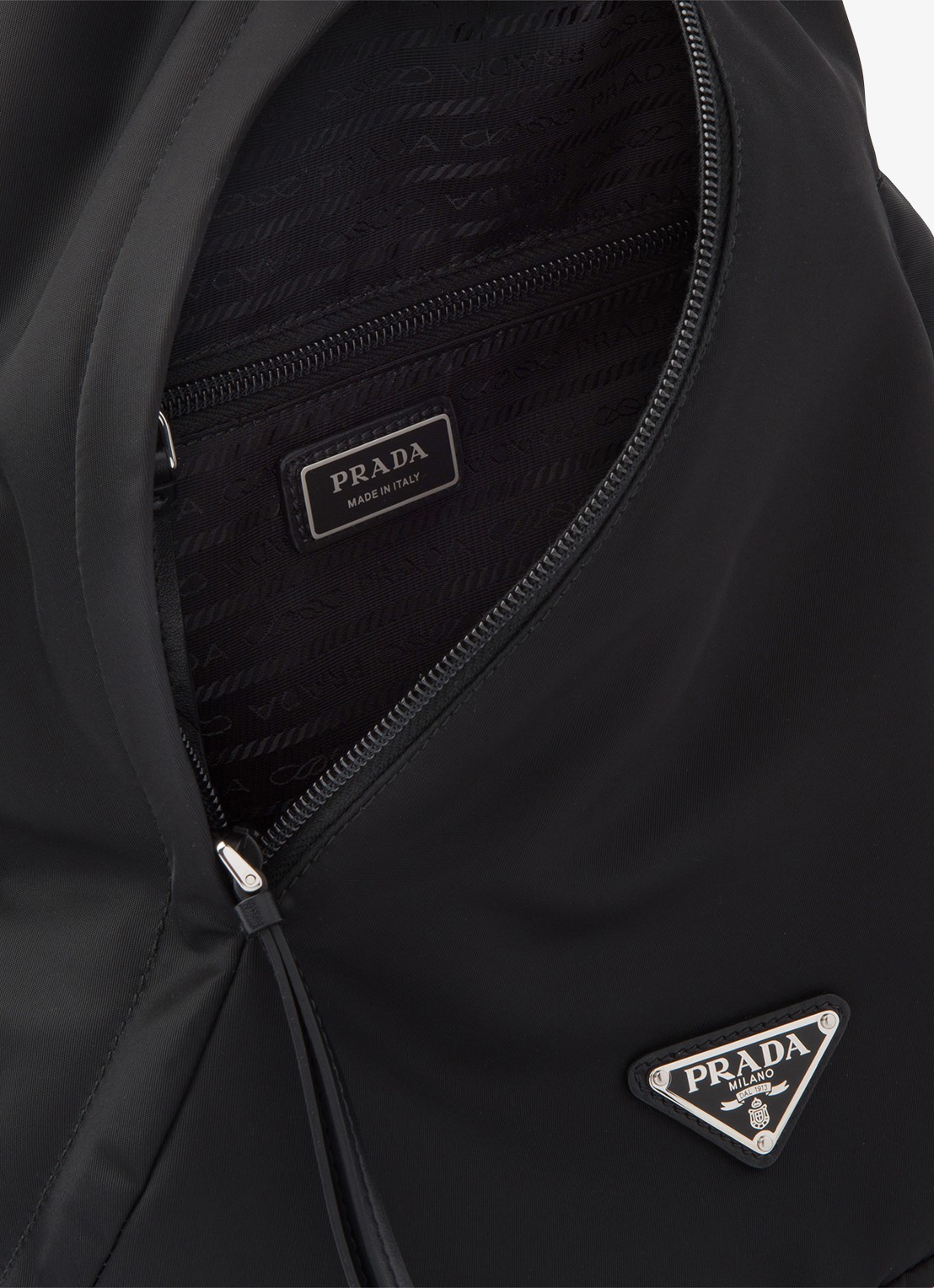 Prada Re-Nylon rugzak met leren details - detail 5 zwart