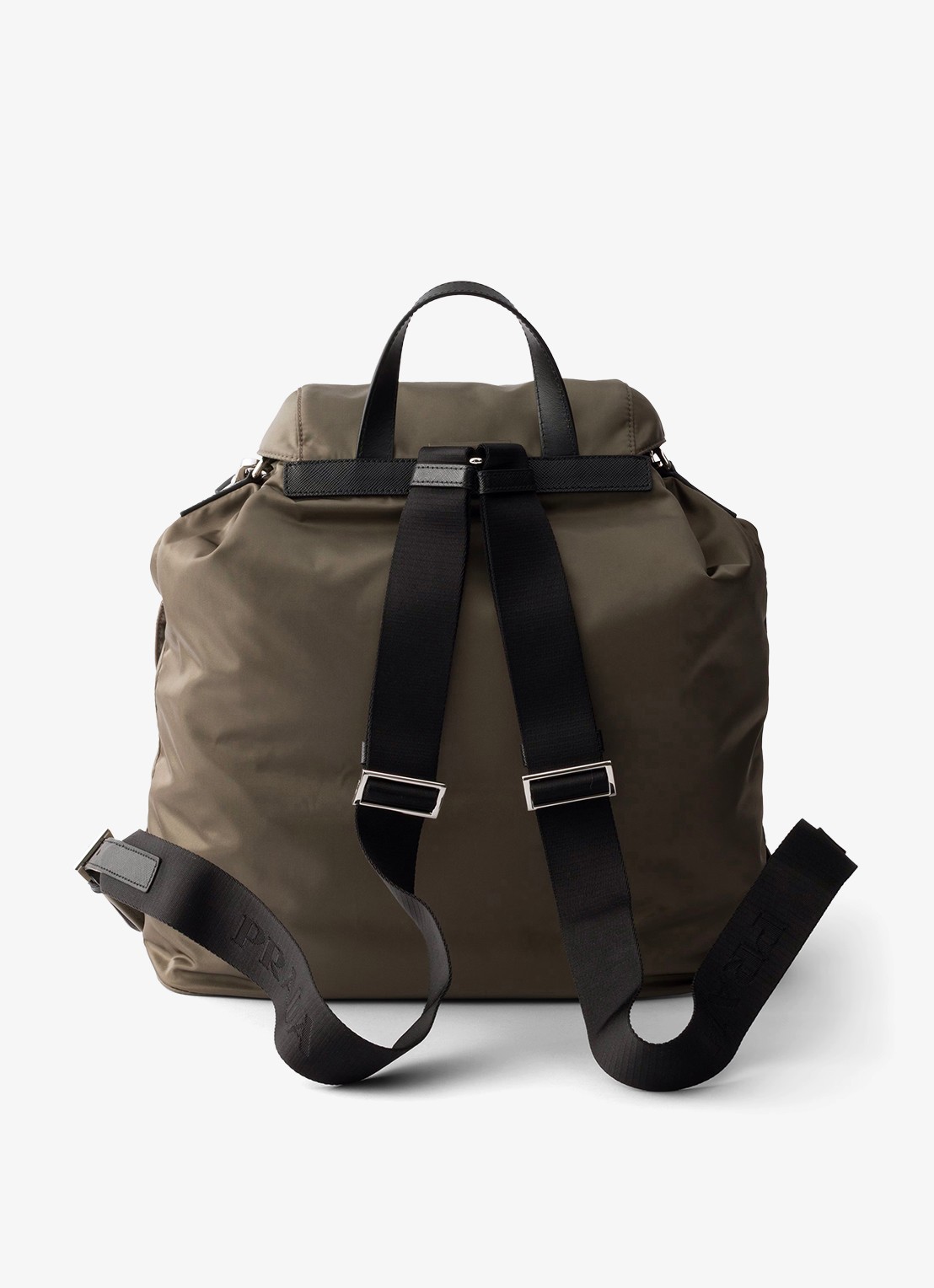 Prada Re-Nylon rugzak met leren details - achterkant 7 legergroen