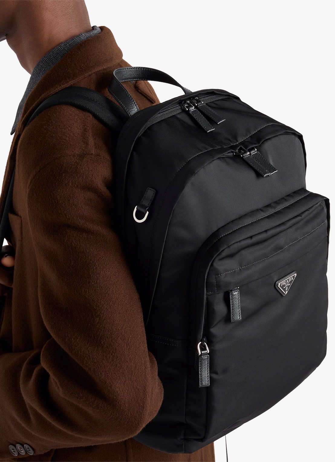 Prada Re-Nylon rugzak met logo - voorkant 2 zwart