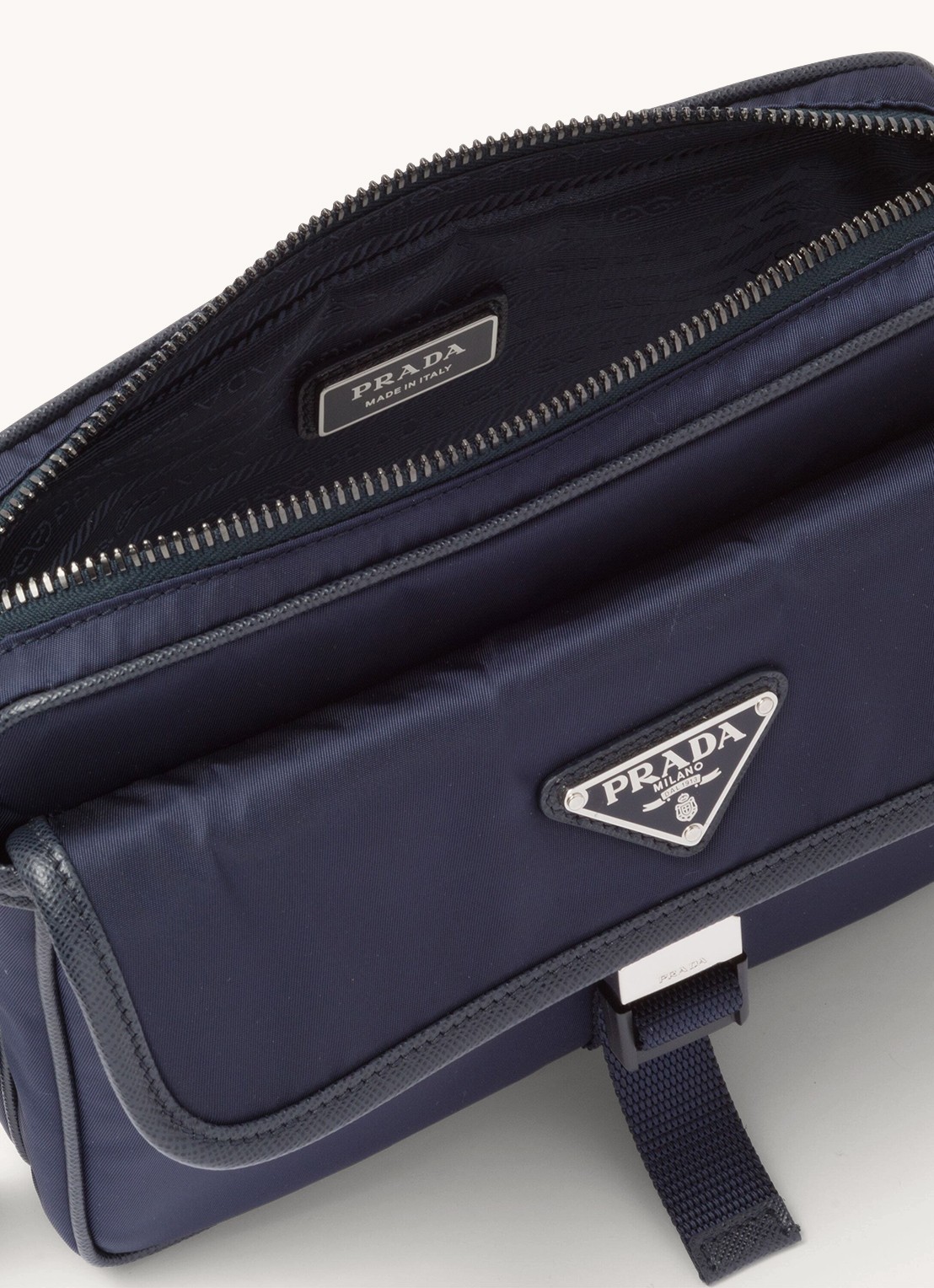 Prada Re-Nylon schoudertas met leren details - detail 5 blauw