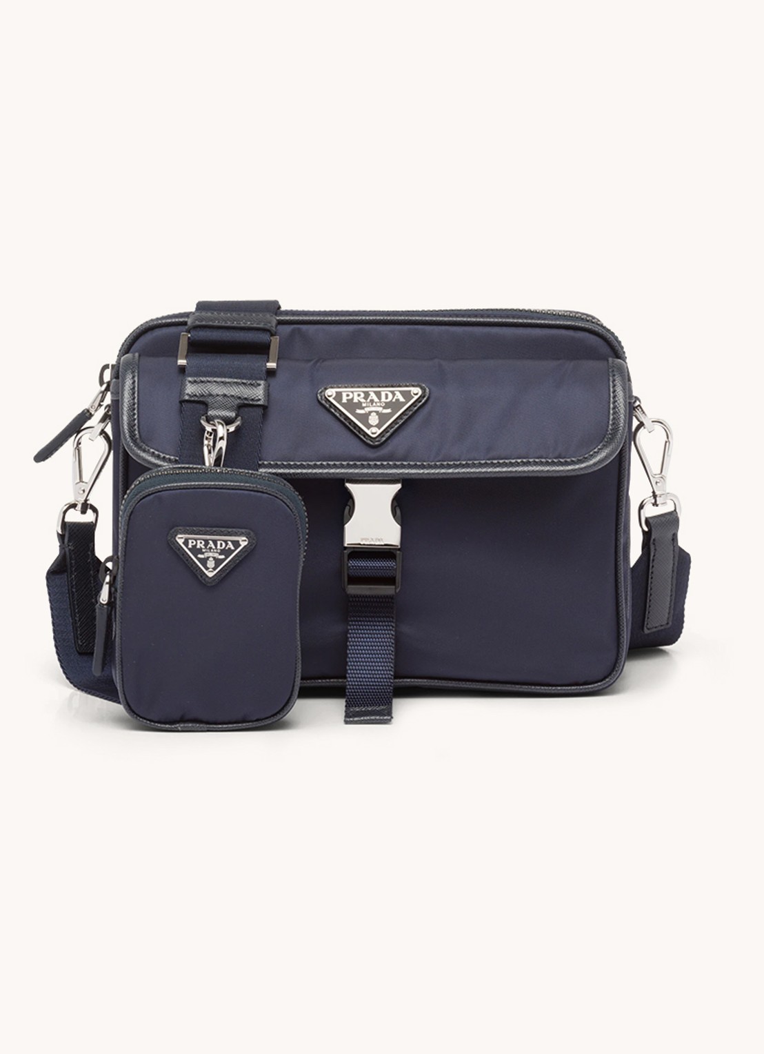 Prada Re-Nylon schoudertas met leren details - voorkant blauw