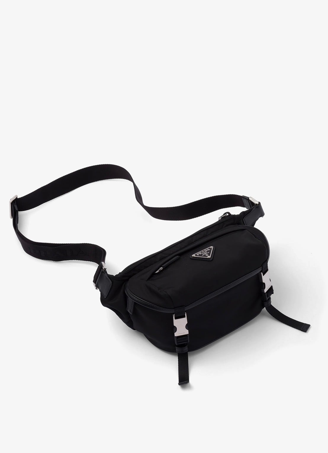 Prada Re-Nylon schoudertas met leren details - detail 2 zwart