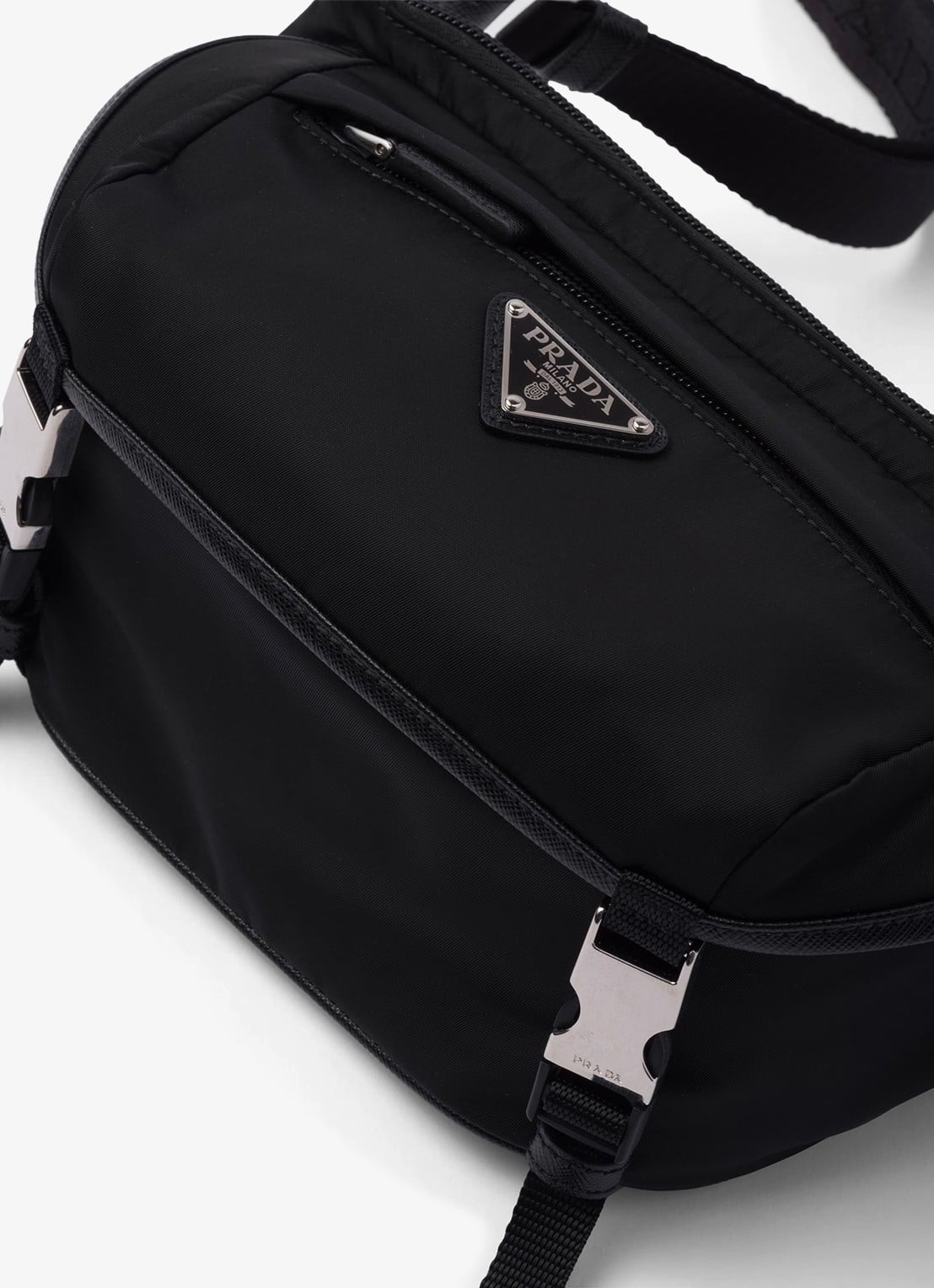 Prada Re-Nylon schoudertas met leren details - detail 4 zwart