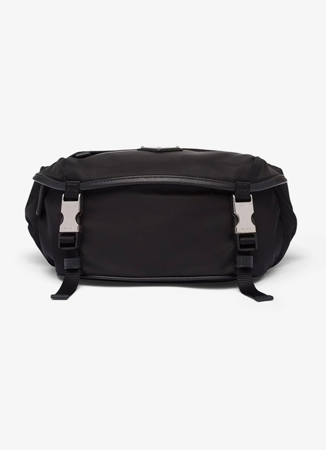 Prada Re-Nylon schoudertas met leren details - voorkant 6 zwart