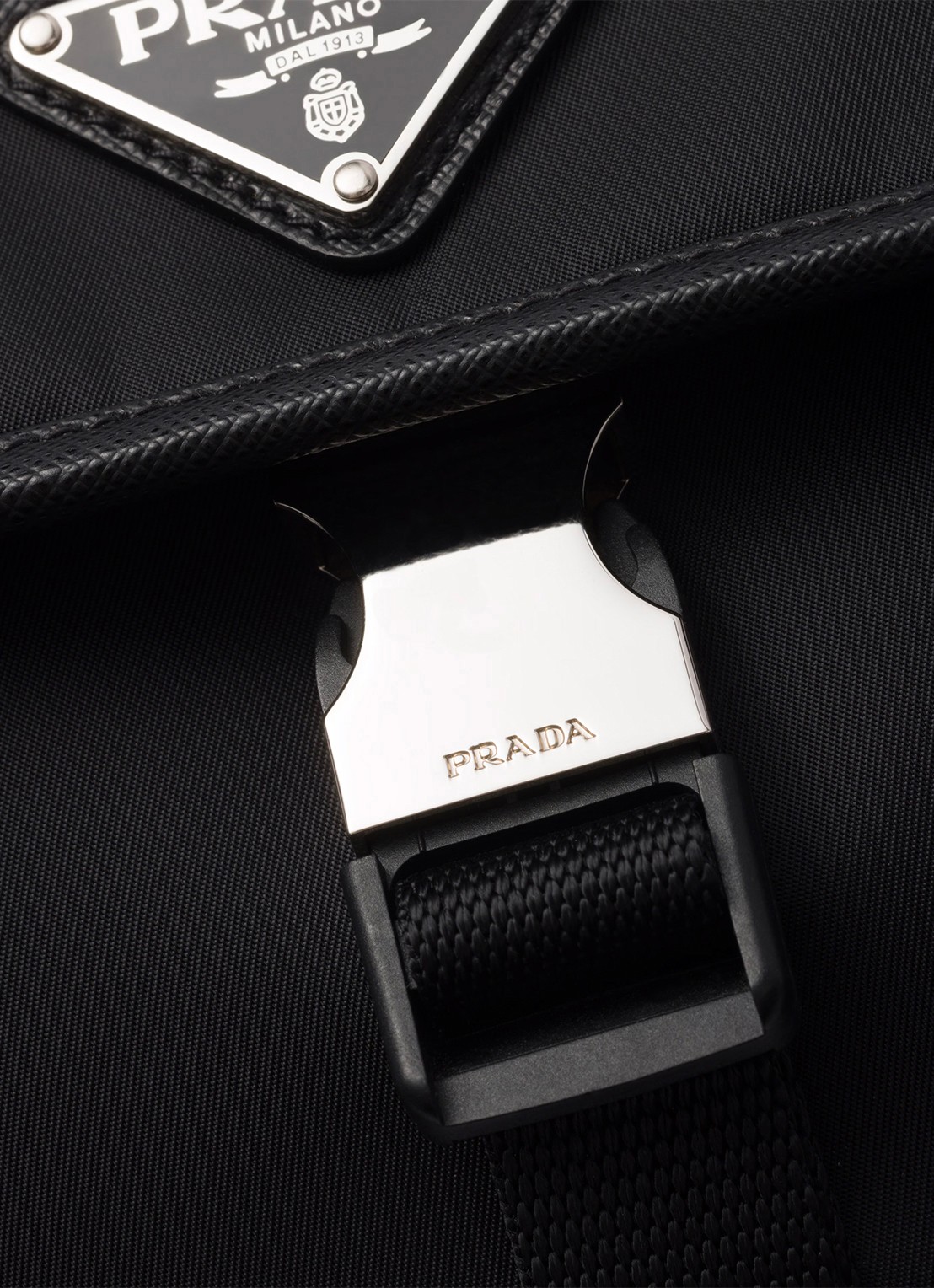 Prada Re-Nylon schoudertas met leren details - detail 6 zwart