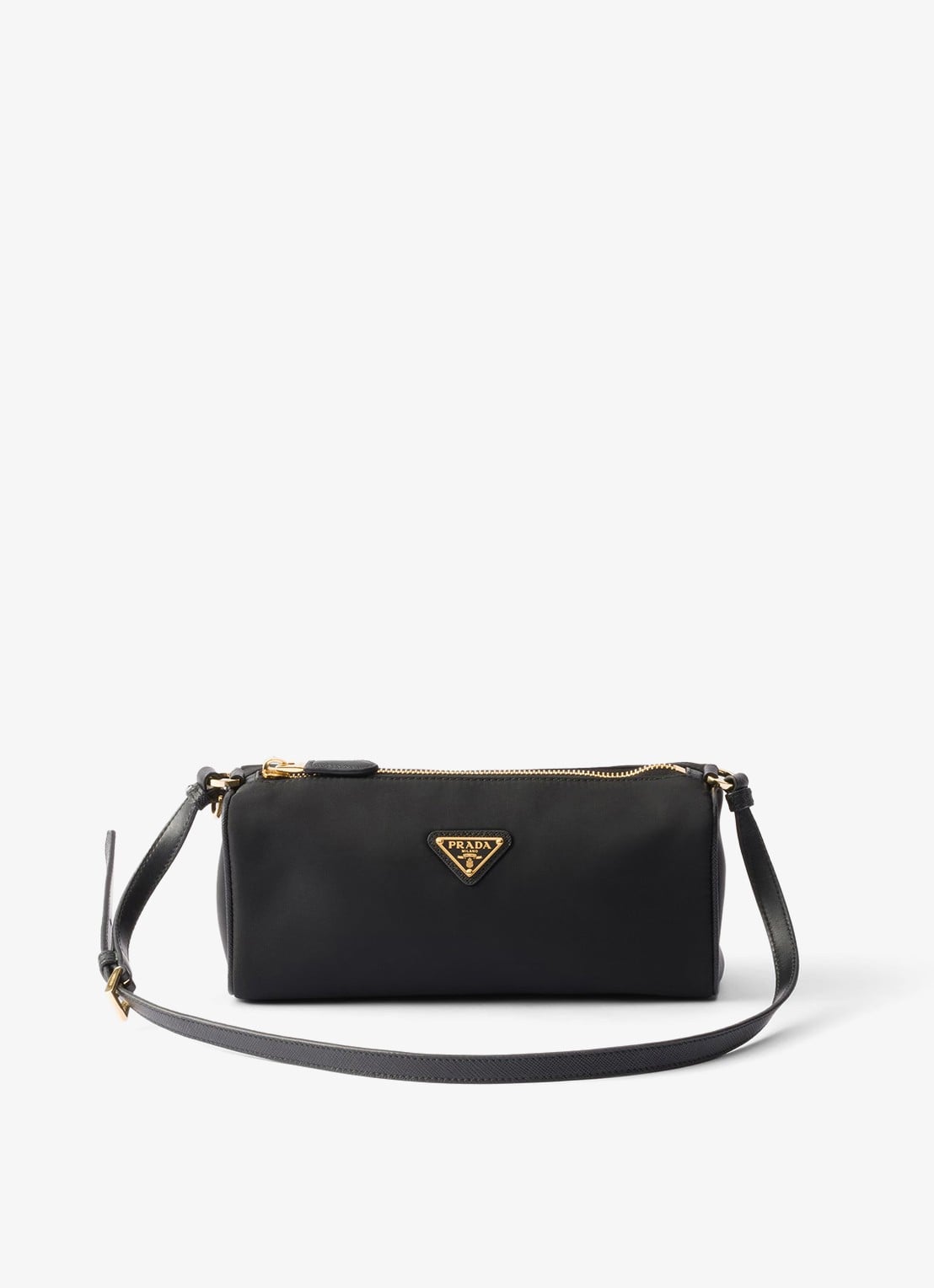 Prada Re-Nylon schoudertas met leren details - voorkant 6 zwart