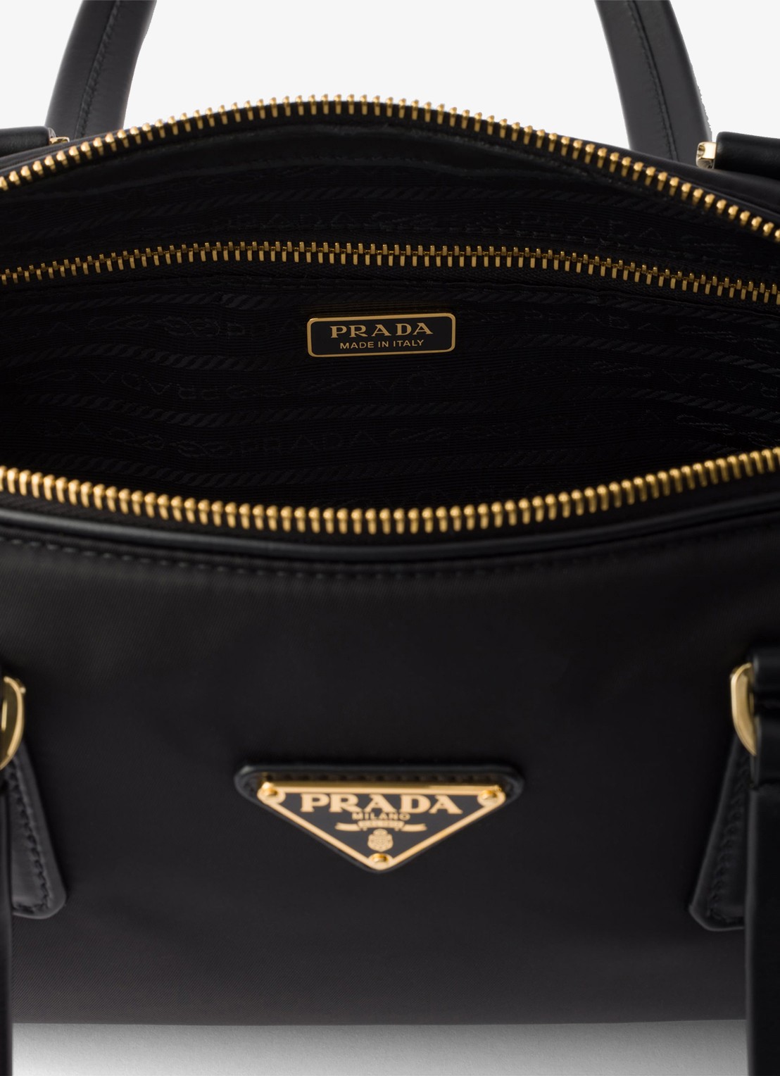 Prada Re-Nylon schoudertas met leren details - detail 2 zwart