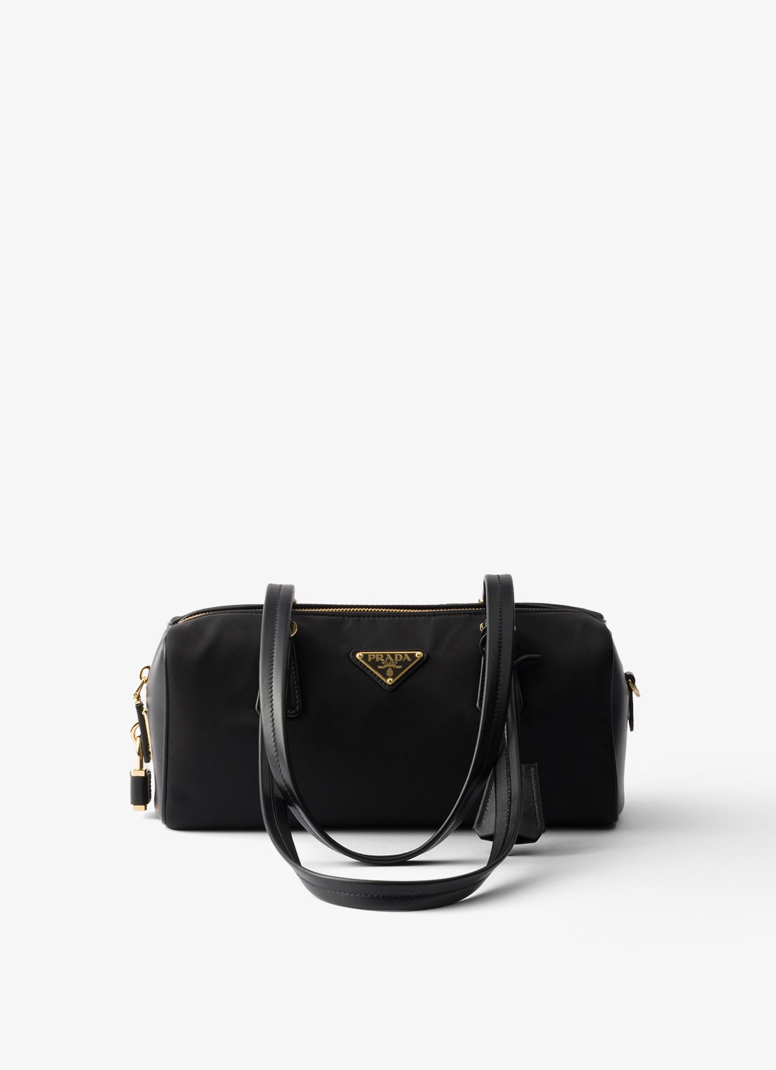 Prada Re-Nylon schoudertas met leren details - voorkant 5 zwart