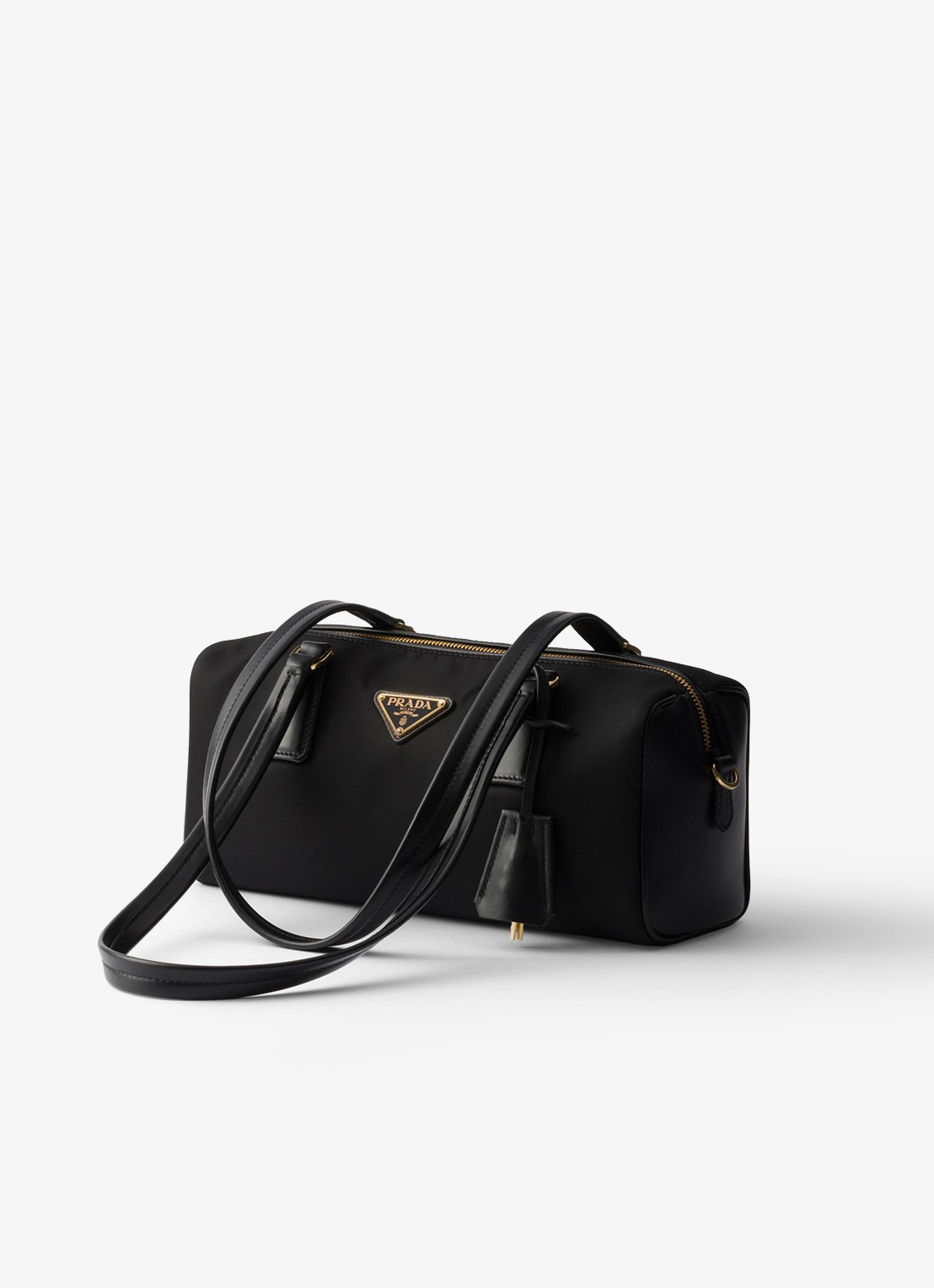 Prada Re-Nylon schoudertas met leren details - voorkant 6 zwart