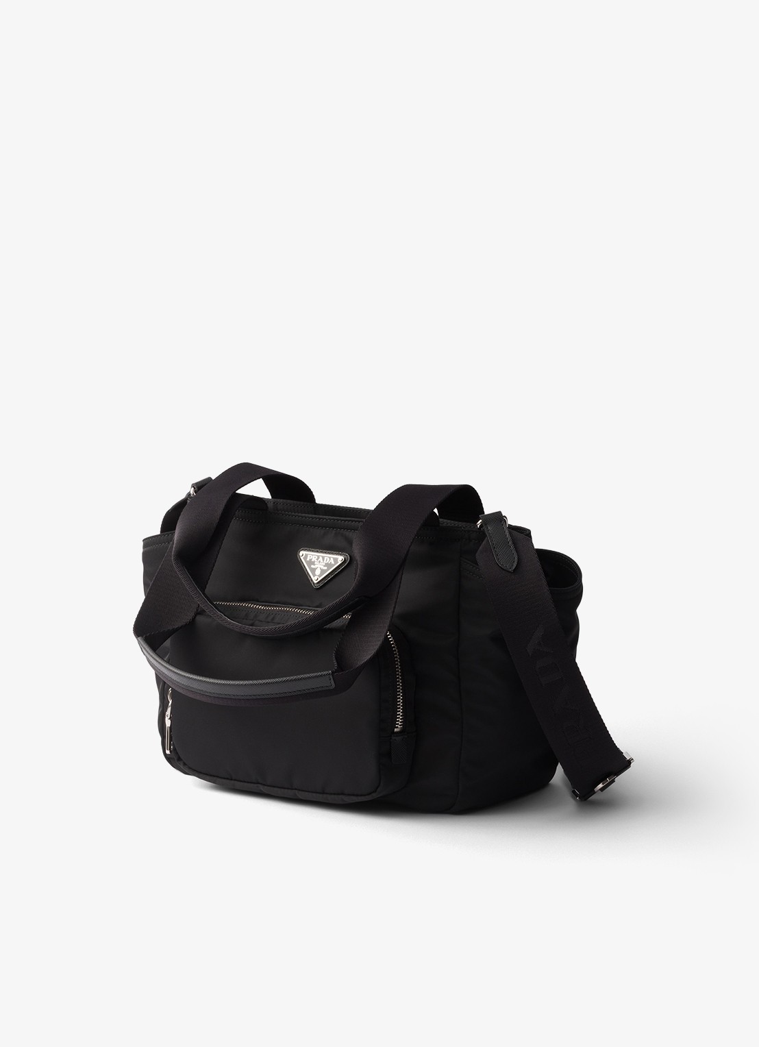 Prada Re-Nylon schoudertas met leren details - detail 5 zwart